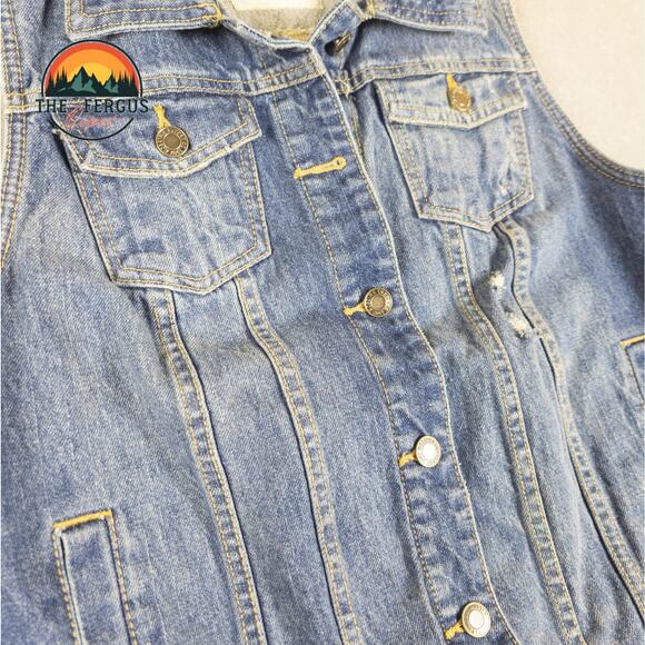 Mossimo Supply Co. Denim Vest Jacket Blue Pockets Women's Large - Picture 3 of 8
